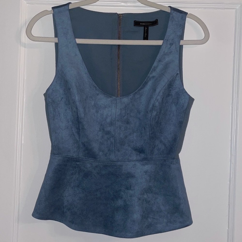 BCBG Suede Peplum Top XS LIKE NEW